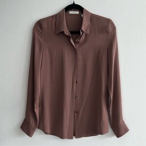 Aritzia Babaton silk blouse chocolate brown